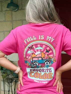 NEW "Fall is my Favorite Color" HEATHER PINK Short Sleeve Tee T-Shirt Medium